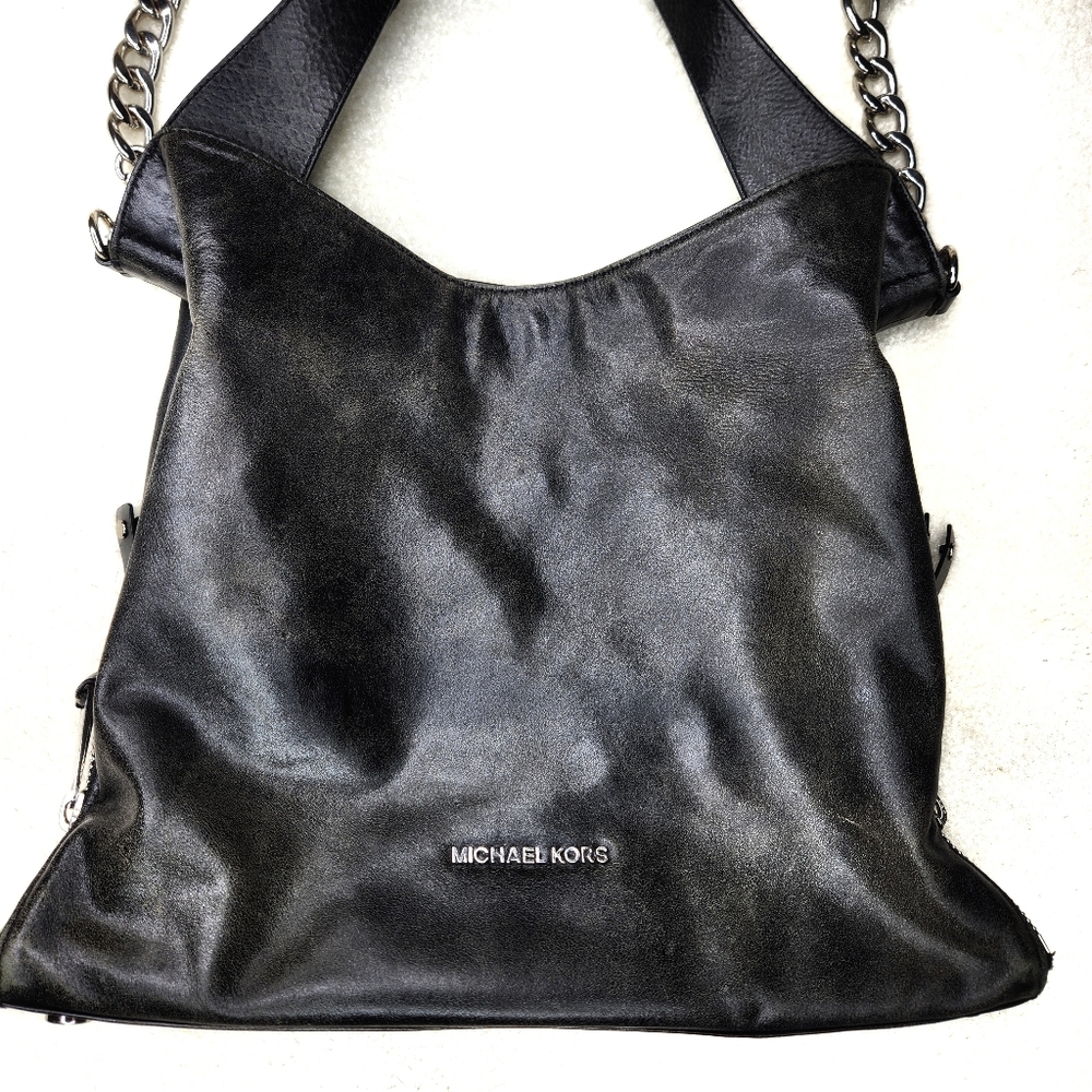 Michael Kors Devon Large Hobo Black Leather Shoulder Tote - Picture 2 of 14